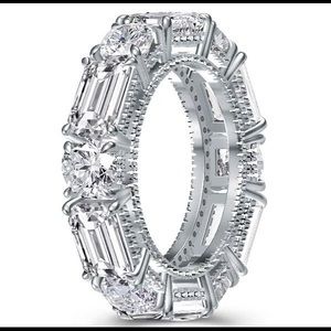 White Sapphire/Sterling Silver Eternity Ring Size 7.75